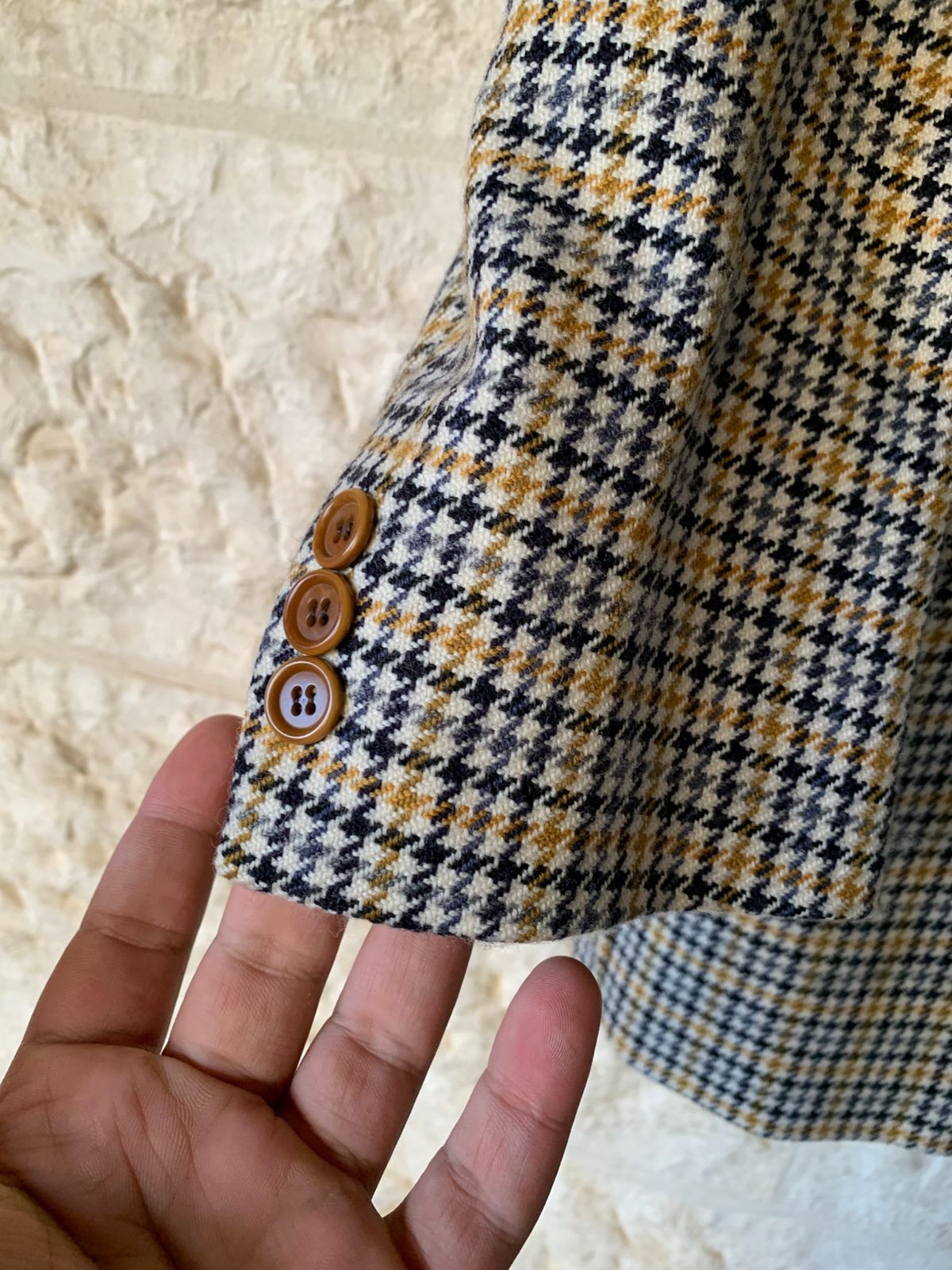 Vintage Hugo Boss Wool & Cashmere houndstooth classic jacket blazer 38R 38S thumbnail 9