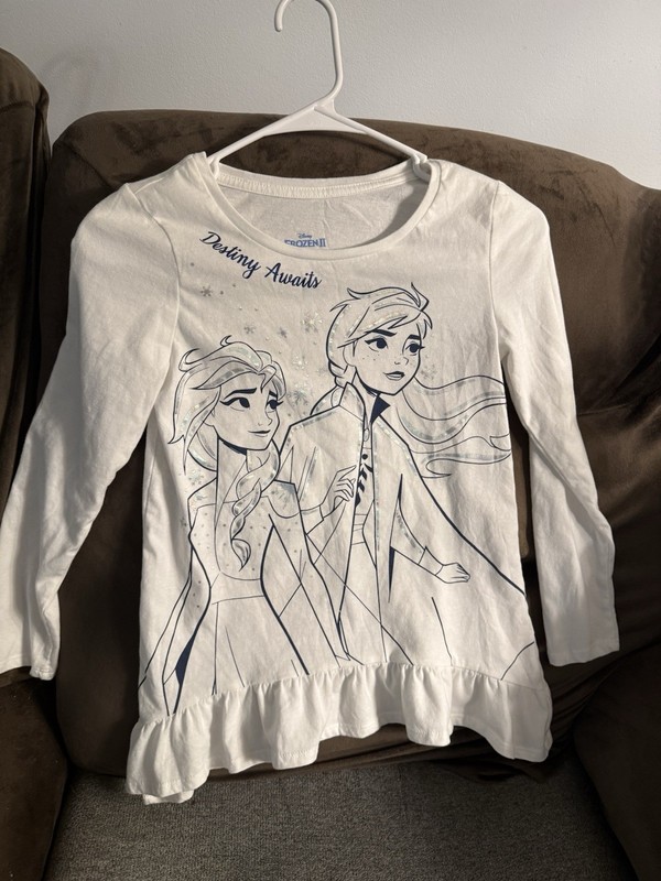 Girls Justice Size 10 Disney Frozen II Long Sleeve White Top Destiny Awaits
