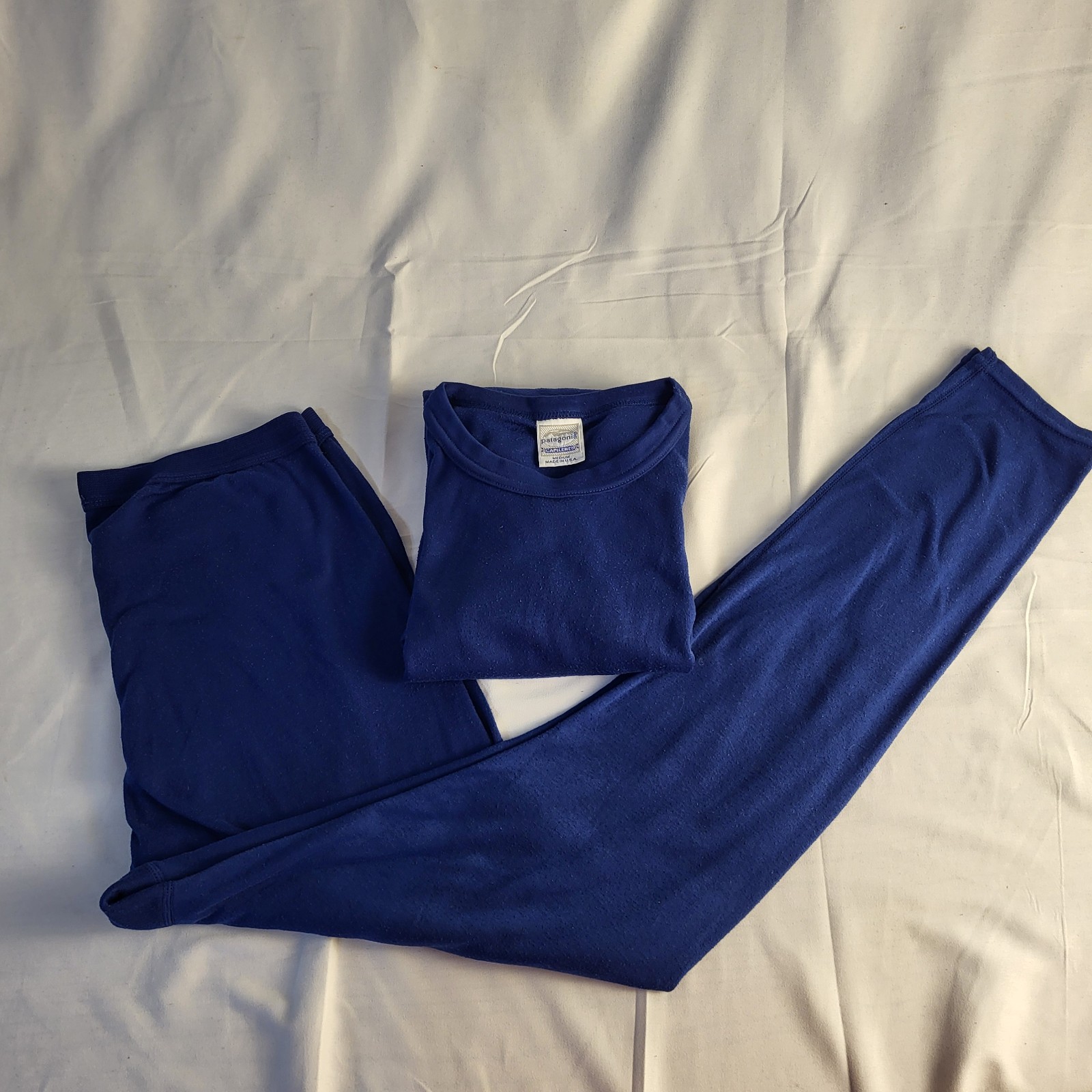 Vintage Patagonia Mens M Capilene Base Layer Pants and Shirt Blue USA thumbnail 2