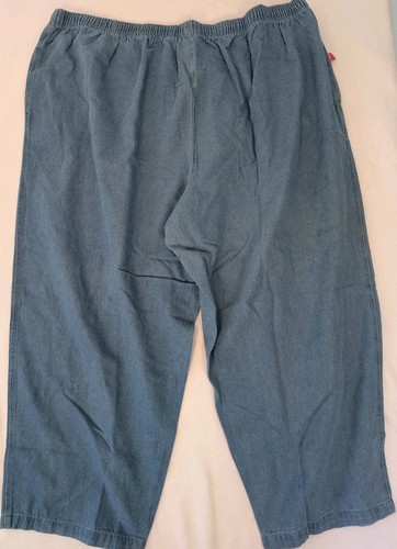 Woman Within 36W Elastic Waist Jeans Wide Leg Two Pocket Medium Blue Pull On - Picture 4 of 9