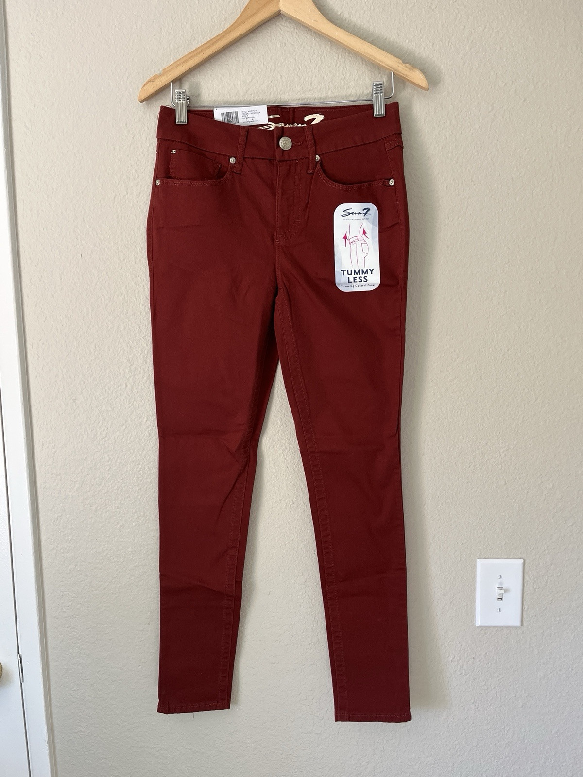 NWT Seven7 High-Rise Skinny Pants for Women Slimming Tummy Control Size 4 Red