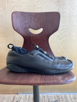 Vintage Prada Sport Linea Rossa Black Leather Square Toe Sneakers