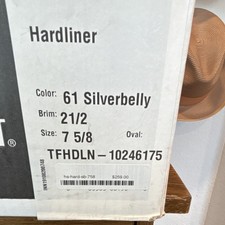 Stetson Hardliner Stratoliner Silverbelly Hat Size 7 5/8, 2 1/2 Brim