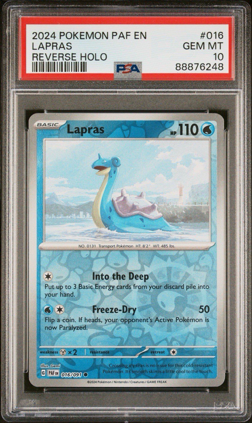 LAPRAS Reverse Holo 2024 Pokemon PAF #16 POP 17