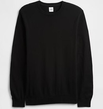 Gap Sweater Mens 2XL Black XXL 100 Cotton Crewneck Tight Knit Soft Pullover New