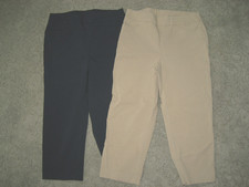 womens beige navy blue perfect stretch Chico's pant pants 0 capri 26x19 4