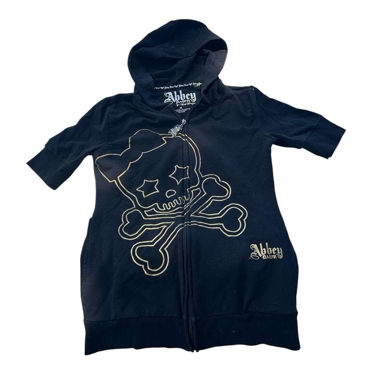 Abbey Dawn Black And Gold Skull Hoodie Top | eBay