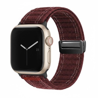 Smartwatch Armband für Apple Watch Series 4 44mm Textil Magnetverschluss Weinrot