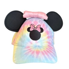 Disney Minnie Mouse Baseball Cap Youth OSFM Pastel Tie Dye 3D Ears Satin Bow