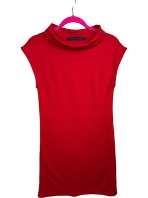 Zara Basic rotes figurbetontes Kleid Damen Gr. Small UK 8 Party minimalistisch Cocktail