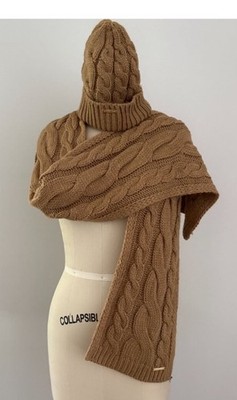 NEW $98 Authentic Michael Kors 2-PC Gift Set Cableknit Hat & Scarf Brown
