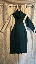 Fashion Size M Green/White Color Block Midi Dress White 3/4 Sleeve