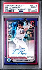 2024 Bowman Draft Travis Bazzana Purple Chrome Prospect Auto /250 #CPA-TB PSA 10