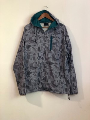 Ecko Function Men's Hooded Windbreaker Jacket Grey with Geometric Print Size XL