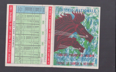 PRIX DE L'ARC DE TRIOMPHE / Tract LOTERIE NATIONALE en 1962