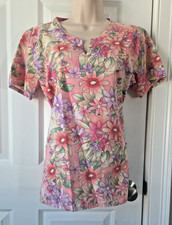 Fundamentals By White Swan Floral Scrub Top Size XSmall