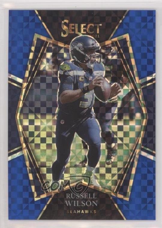 2021 Panini Select Premier Level Blue Prizm 95/149 Russell Wilson #130 rf2