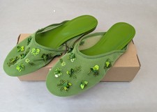 Siedres x Mango Womens Mesh Beaded Flats in Green CHOOSE SIZE