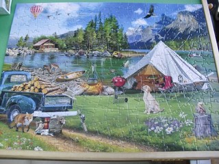 Bits and Pieces Large 300 piece jigsaw Lakeside Camping 100% complete