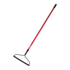 Bully Tools 16 in Steel Bow Rake, 66 in L Fiberglass Handle 92379 Bully Tools