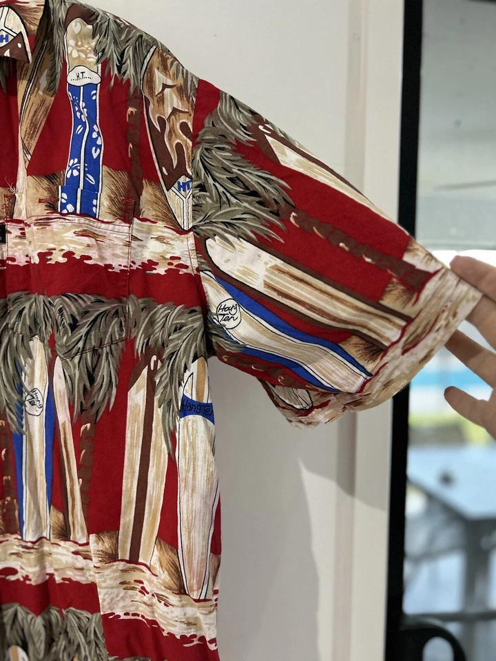 HANG TEN Mens Shirt Size XXL Short Sleeve Button Up Multicoloured Surf Theme - Image 4 of 4