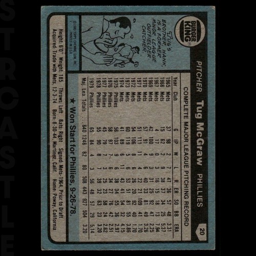 1980 Topps - Tug McGraw #655 Philadelphia Phillies ⚾ Baseballkarte - Bild 2 von 3