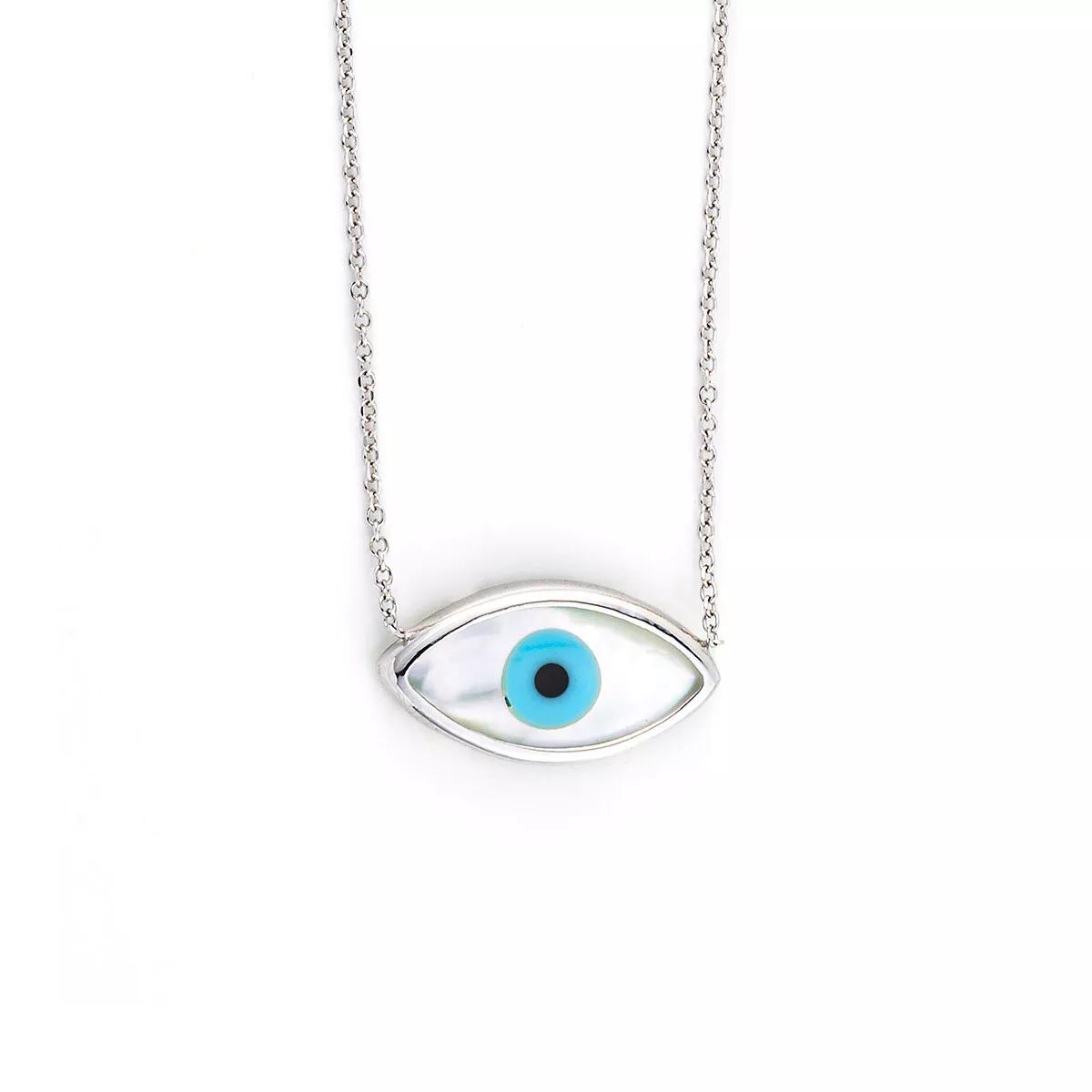 14K White Gold Hamsa and Evil Eye Pendant with Sapphire and Studded with  Diamonds, Jewish Jewelry | Judaica Web Store