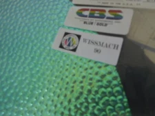 Dichroic Glass:CBS 90 COE Blue/Gold on Hammered Textured Clear- 3"Sq