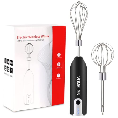 Electric Hand Mixer Whisk| Wireless Rechargeable Handheld Egg Beater with 2 S...