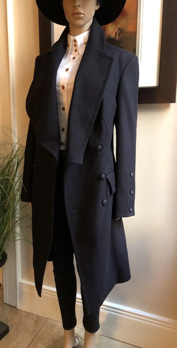 Vivienne Westwood Anglomania ~ Rich Navy Melton Jabot Wool Coat 42 UK8 10 |  eBay