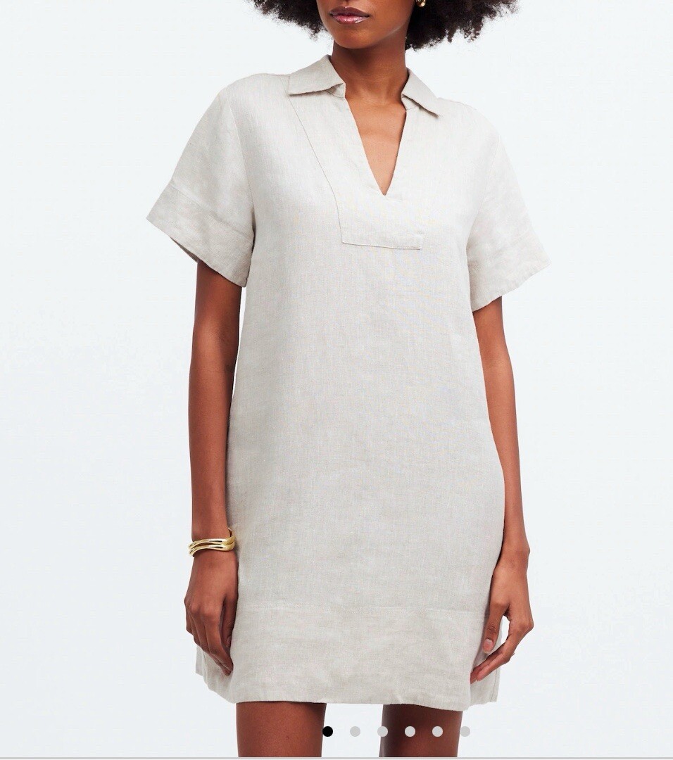 Madewell Dress Women's XS 100% Linen V-Neck Mini Minimalist Casual Dress |  eBay
