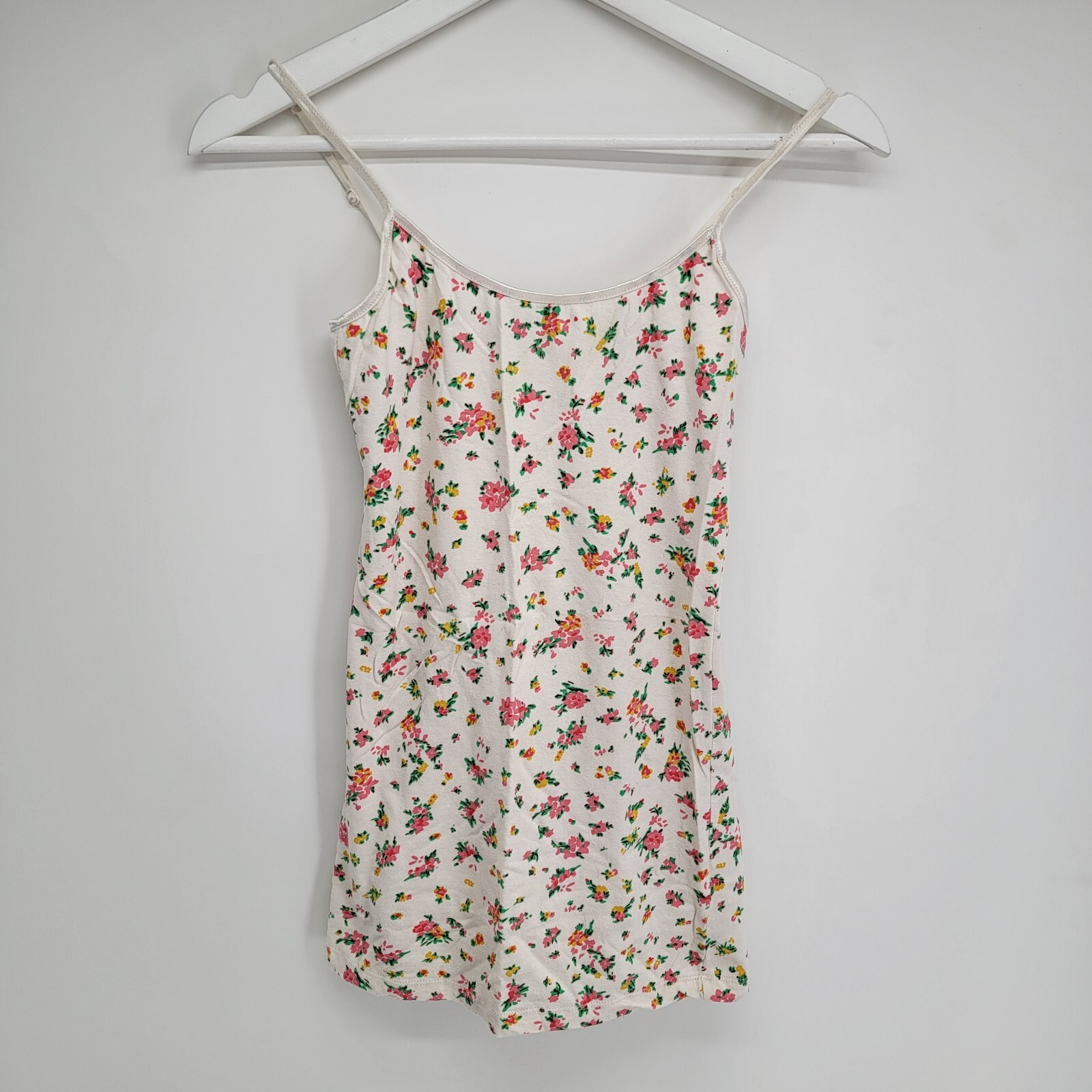 Womens Juniors Active Basic White Floral Tank Top… - image 1