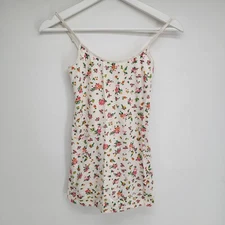 Womens Juniors Active Basic White Floral Tank Top Size M