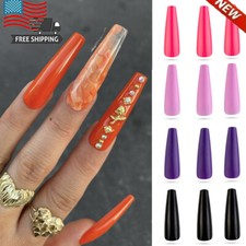 24Pcs Ballerina False Nails French Fake Nails Full Cover Long Coffin False Nai