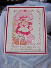 Strawberry Shortcake  cat VINTAGE 22" x 18" Framed cardboard wall display