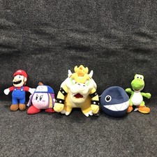 Lot of 5 Nintendo Super Mario Plush: Mario, Bowser, Bomb, Warrior, Kirby, Yoshi