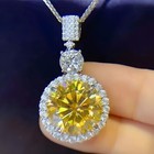 Vvs1 Solitaire Pendant White Gold Finish 5 Ct Round Shape Yellow Natural Diamond