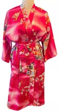 Vintage Ichiban Kimono Robe 42 Women M Pink Geisha Japan Oriental Cherry Floral