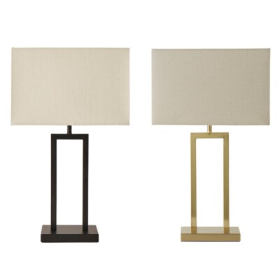 Gloria Doppelstiel Tischlampe rechteckig Lampenschirm LED schwarz gold Schlafzimmerleuchte