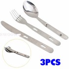 3pcs Folding Cutlery Set Camping Safety Foldable Fork Spoon Utensil Travel