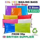 Coloured Mailing Bags Strong Polythene Postage Plastic Mail Post Seal All Sizes