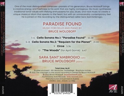 SARA SANT'AMBROGIO / BRUCE WOLOSOFF PARADISE FOUND: MUSIC FOR CELLO AND PIANO BY