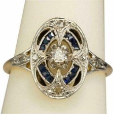 14K 2-Tone Gold Over 2CT Round Cut Diamond Antique Vintage Art Deco Jewelry Ring