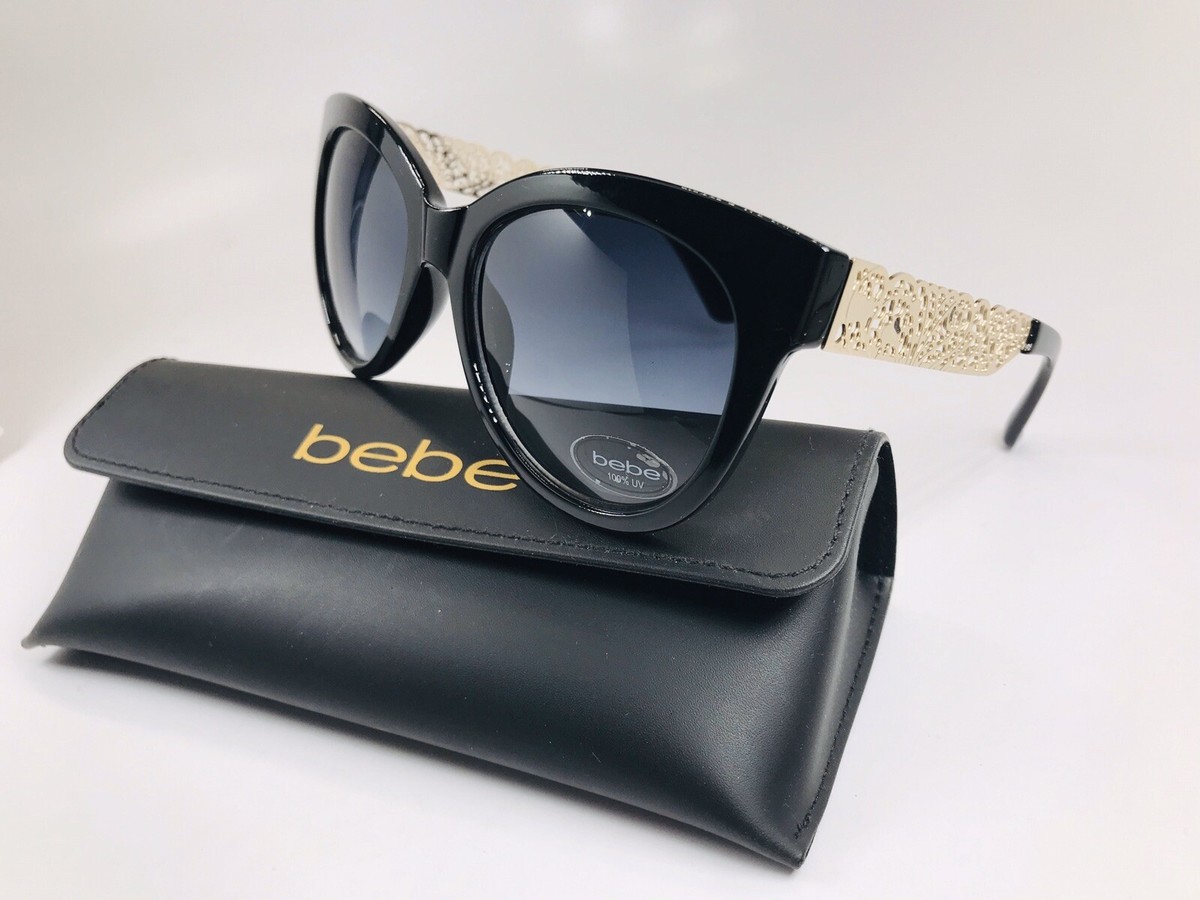New BEBE BB7167 001 Jet Black & Gold PEACEFUL Sunglasses  display picture 1