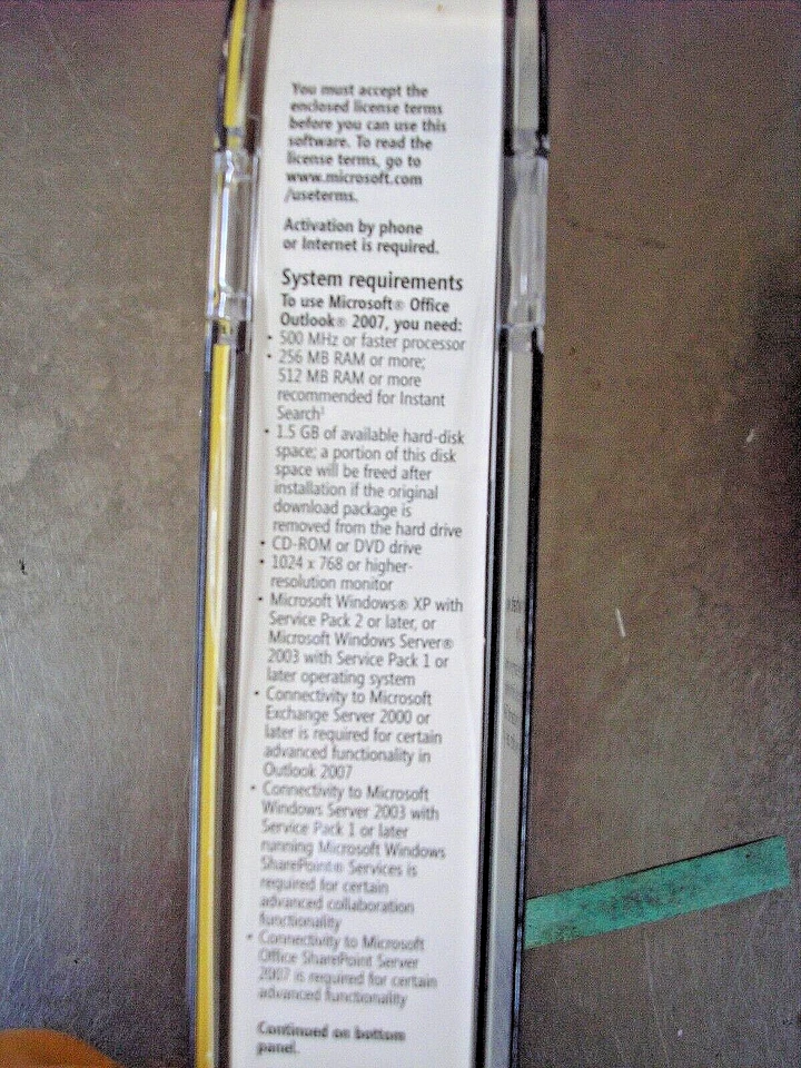 Microsoft MS Office Outlook 2007 Full Retail Box English Version=NEW SEALED BOX= - Image 3 of 4