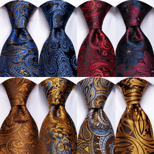 Mens-Ties-Necktie-Blue-Black-Red-Burgundy-Gold-Teal-Striped-Paisley-Tie-Set-Silk