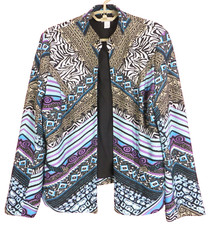 CJ1157- NEW CHICOS Women's Polyeser Blazer Jacket 3/4 Sleeve Open Multicolor 2 M