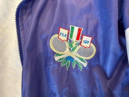 VINTAGE Fila Cup Italy Tennis Jacket Coat 1980s XXL RARE Retro White Purple - Picture 2 of 10