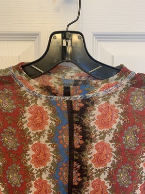 NWOT Fuzzi Jean Paul Gaultier Red/Blue/Black Paisley Mesh Long