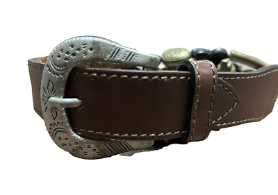 Vintage The Limited Genuine Brown Leather Beaded Belt Womens  display picture 2